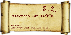 Pittersch Kálmán névjegykártya